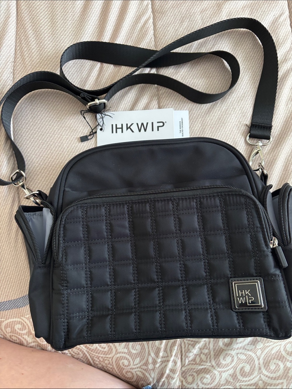 IHKWIP Black Quilted Crossbody Shoulder Bag